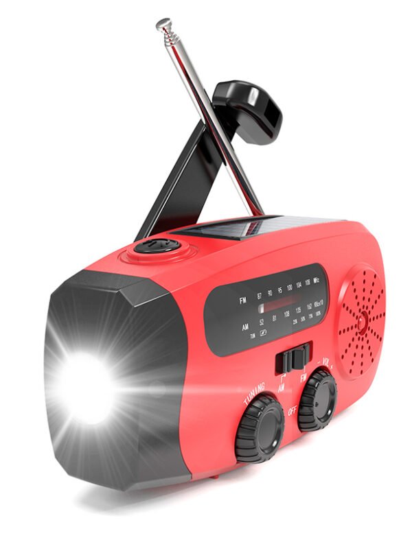Nödradio med vev, solceller, larm & powerbank - Bild 8