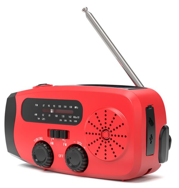 Nödradio med vev, solceller, larm & powerbank - Bild 6